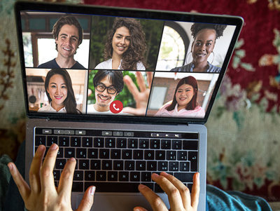 Glückliche Momente für Familie und Freunde per Videokonferenz in der Quarantäne.