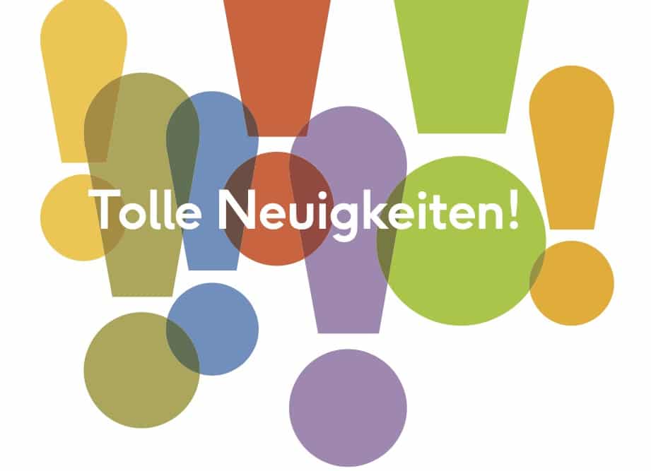 Postkare mit dem Spruch „Tolle Neuigkeiten!“ erstellt zum 10-jährigen Jubiläum von Sprachbrücke-Hamburg e.V. zum Weitergeben und Weiterverschicken.