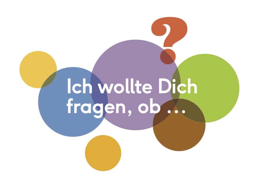 Postkare mit dem Spruch „Ich wollte Dich fragen, ob …“ erstellt zum 10-jährigen Jubiläum von Sprachbrücke-Hamburg e.V. zum Weitergeben und Weiterverschicken.